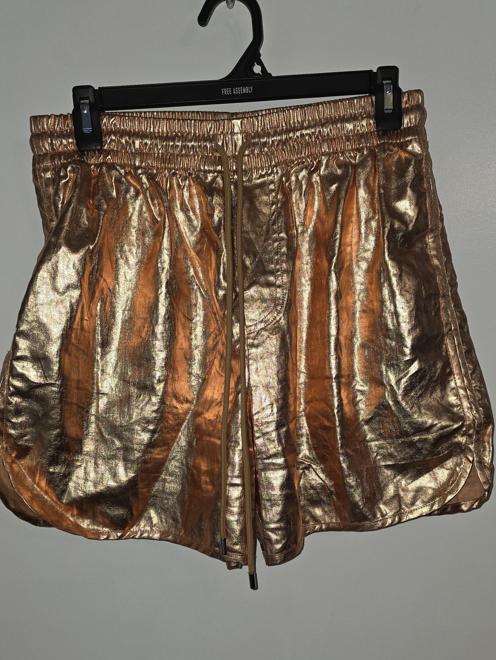 A.L.C. Metallic Copper Drawstring Athletic Shorts